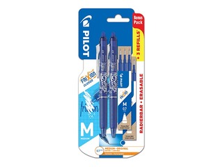 Komplekts: pildspalva rollers Pilot Frixion+ serdeņi, dzēšama, 0.7mm, zila tinte 
