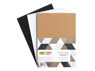 Corrugated coloured board Happy Color Kraft, A4, 10 sheets, 3 kraft colours