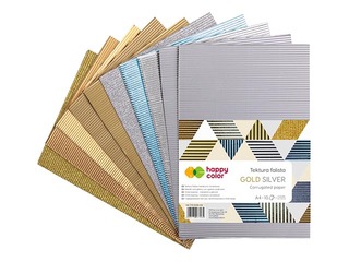 Corrugated colour board Happy Color Gold/Silver, A4, 10 sheets