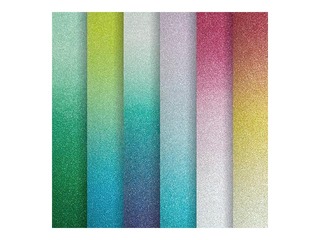 Decorative glitter cardboard, A4, 6 sheets, mix colours