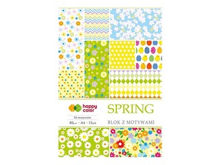 Paper pad with motifs Spring A4, 80 g/m2, 15 sheets, 30 motifs