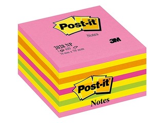 Līmlapiņu kubs Post-it, 76x76 mm, 450l, neonrozā 