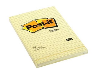Līmlapiņas Post-it, 102 x 152 mm, 100 l., rūtiņu, dzeltenas 