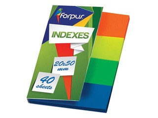 Marķēšanas indeksi Forpus 50x20, 4x40l., papīra, dažādas neonkrāsas