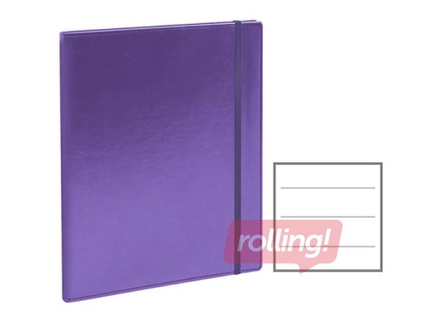 Piezīmju klade Flex, A4, līniju, violeta ar pelēku gumiju