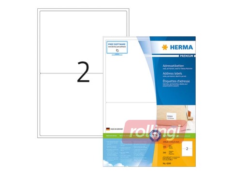 Uzlīmes Herma Premium, A4, 199,6x143,5 mm, 100 loksnes, matētas, noturīgas, baltas
