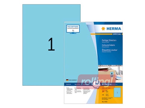 Uzlīmes Herma Special, A4, 210x297 mm, 20 loksnes, zilas