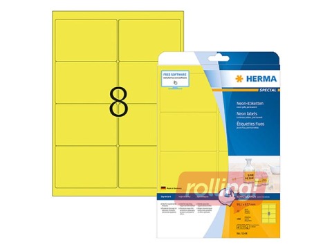 Uzlīmes Herma Special, A4, 99.1x67.7 mm, 20 loksnes, neondzeltenas