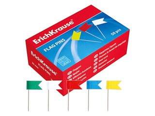 Piespraudes korķa tāfelei karodziņi, 50 gab., krāsainas