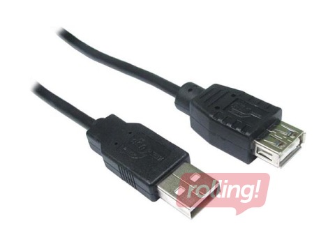 USB 2.0 pagarin. kabelis A/M-A/F tips, 3.0m, melns