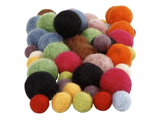 Felt balls, 10-20 mm, 52 pcs., assorted colours