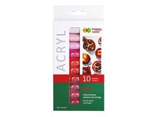 Acrylic paints Happy Color 10col.х12ml (tubes/box), red shades