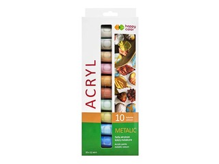 Acrylic paints Happy Color 10col.х12ml (tubes/box), metallic shades