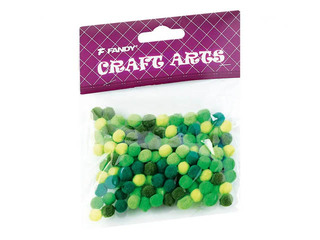 Pompons, 10-45mm, 120pcs., green