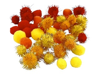 Pompons, 10-25 mm, 48 pcs., orange and red