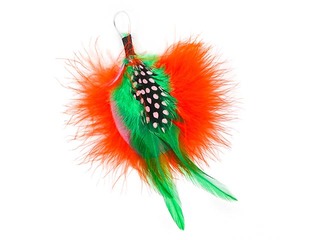 Decorative feathers with loop, spotted, 3 pcs.