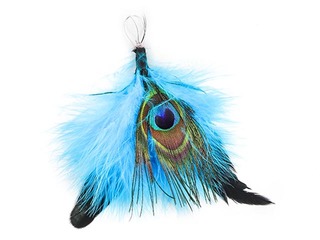 Decorative feathers with loop, peacock, 3 pcs