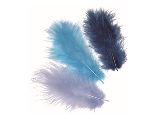 Decorative feathers marabou, 15 pcs., turquoise shades