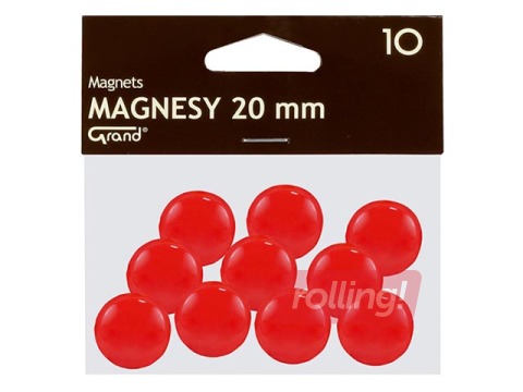 Magnēti Grand, 20 mm, 10 gab., sarkani