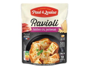 Ravioli ar vītinātu šķiņķi un parmezāna siera mērci, Paul&Louise, 300g