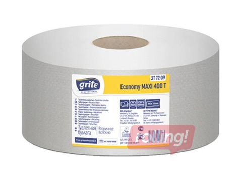 Tualetes papīrs Grite Economy Maxi 400T, Ø25, 6 ruļļi, 1 slānis, pelēks