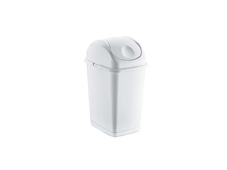 Atkritumu tvertne ar šūpojošos vāku SLIM plastmasas, balta, 5 l