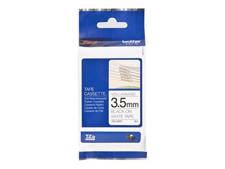 Uzlīmju lente Brother TZe-N201 melns uz balta, nelaminēta, 3.5mm x 8m