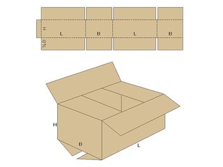 Gofrēta kartona kaste 580 x 390 x 370 mm, FEFCO 0201