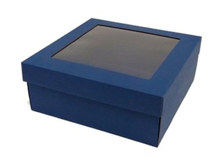 Iesaiņošanas kastes, 190x190x80 mm, ar logu, zila, 10gab.
