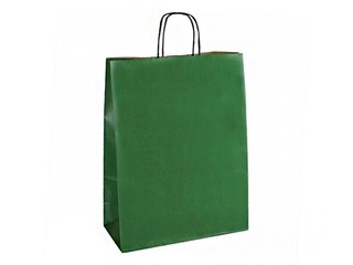 Подарочный бумажный мешок TOPTWIST 240 x 110 x 310 мм, тёмно зелёная крафт-бумага