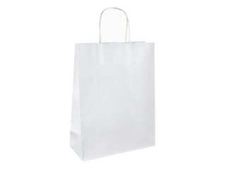 Dāvanu maisiņš ar vītiem rokturiem, papīra 220x100x310mm, balts
