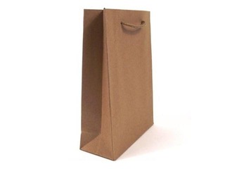 Подарочный мешок с тканевой ручкой, 15 x 6 x 20cм, крафт-бумага, коричневый