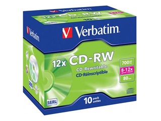 Verbatim CD-RW SERL 700 MB 8x-12x Colour, 10 Pack Jewel