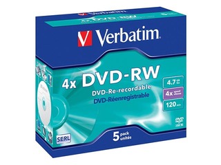 Verbatim DVD-RW SERL 4.7GB 4x 5 Pack Jewel
