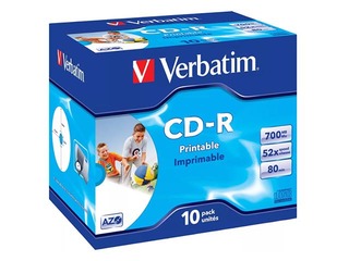 Verbatim CD-R AZO 700MB 1x-52x Wide Printable ID Branded, 10 Pack Jewel
