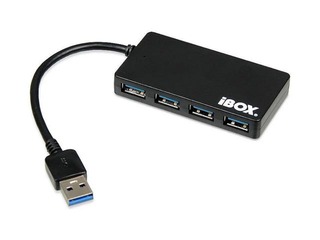 IcyBox 4x Port USB 3.0 Hub, Slim, Black