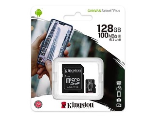 Kingston Canvas Select Plus 128GB MicroSDXC + SD Adapter, UHS-1/Class 10