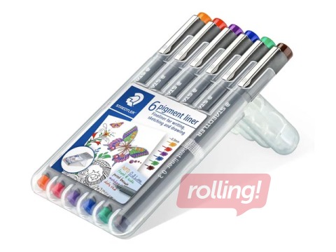 Flomāsterpildspalvu komplekts STAEDTLER, 0.3mm, 6 krāsas