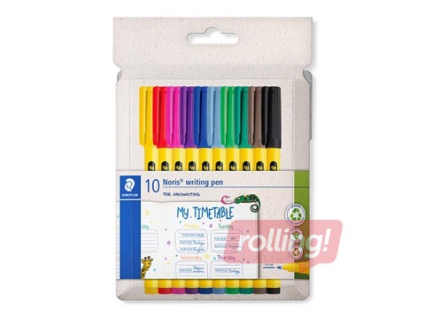 Flomāsterpildspalvu komplekts Staedtler Noris 307, 10 krāsas, 0.6mm