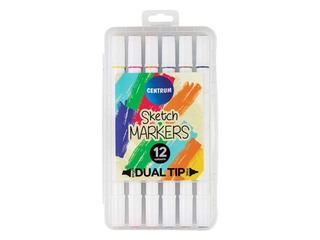 Markers for sketching and drawing, double-sided, 12 colors