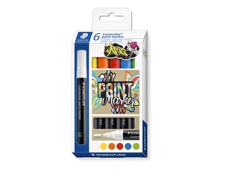 Acrylic paint marker set Staedtler Lumocolor 349, 2,4 mm, 6 colours