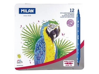 Flomāsteri Milan, divpusīgi, metāka kastē, 12 krāsas