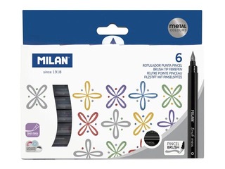 Fibrepens Milan, brush tip Milan, 6 metallic colours