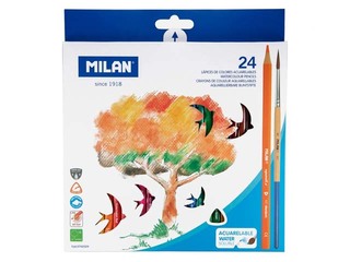 Krāsainie zīmuļi Milan, akvareļu, 24 krāsas