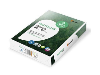Papīrs Nautilus Classic, 100% pārstrādāts, A4, 80 g/m2, 500 loksnes