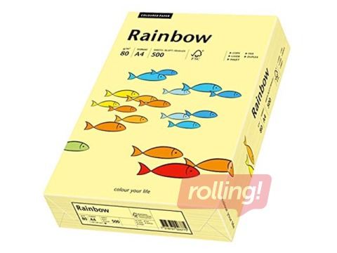 Papīrs Rainbow 12, A4, 80 g/m2, 500 loksnes, gaiši dzeltens