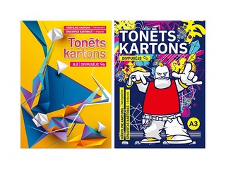 Kartons divpusējs, A3, 240 g/m2, 8 loksnes, dažādas krāsas