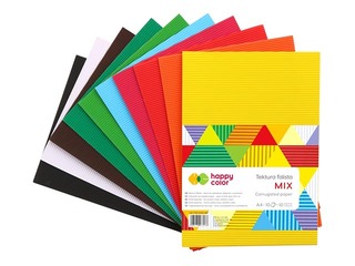 Гофрокартон двусторонняя Happy Color MIX, A4, 10 листов, 10 цветов