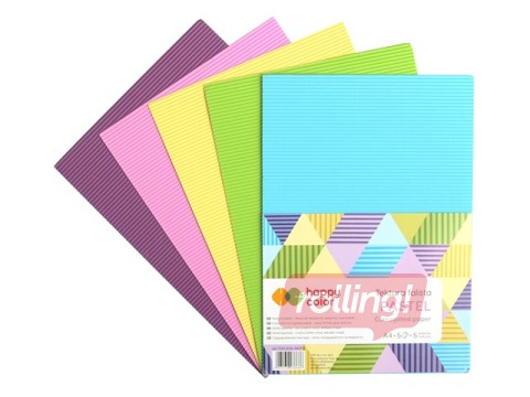 Kartons gofrēts Happy Color Pastel, A4, 5 loksnes, dažādas krāsas