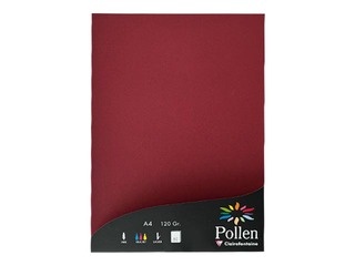 Krāsains papīrs Pollen, A4, 120g/m², bordo, 50 loksnes